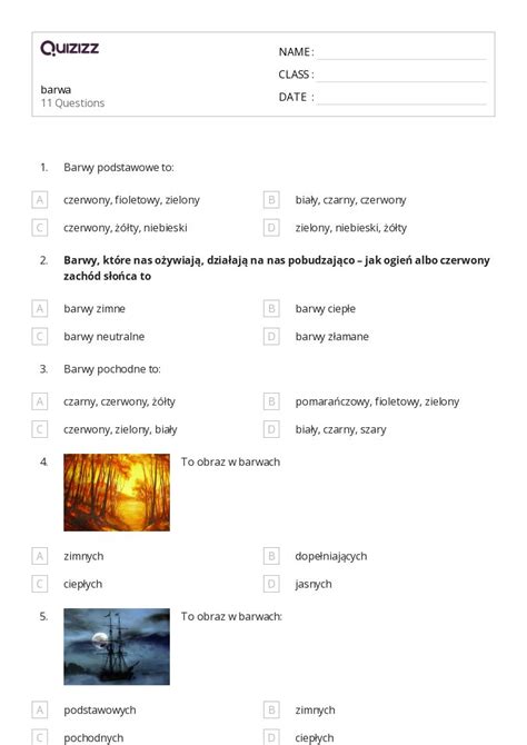 Ponad Barwy Arkuszy Roboczych Dla Klasa W Quizizz Darmowe I Do Druku