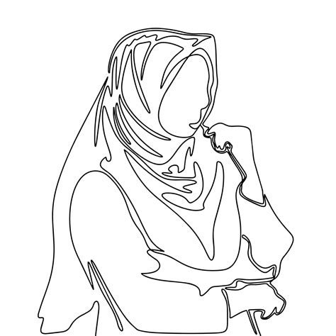 Premium Vector Woman In Hijab One Line Continuous Hand Drawn Vector