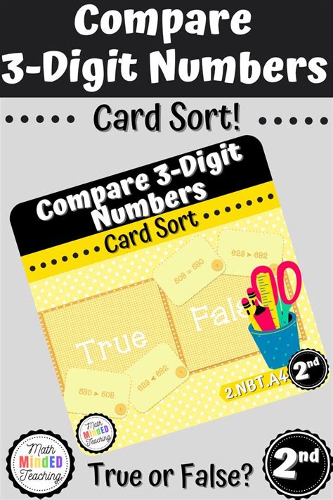 Nd Grade Compare Digit Numbers True Or False Card Sort Nbt A