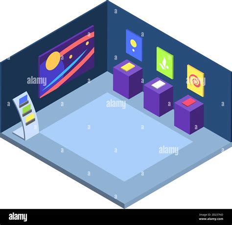 Modern Art Gallery Isometric Vector Illustration Artistic Exhibition