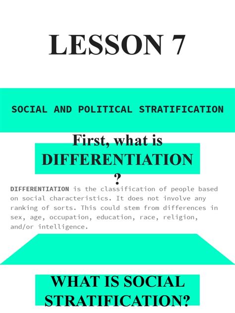 Lesson 7 Social And Political Stratification Pdf Social Status