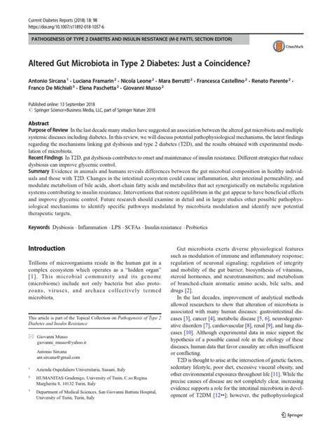 Altered Gut Microbiota in Type 2 Diabetes Just A Coincidence | PDF ...