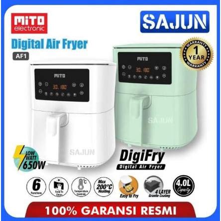 Jual Mito Digital Air Fryer 4 Liter Low Watt Af1 Digifryer Shopee