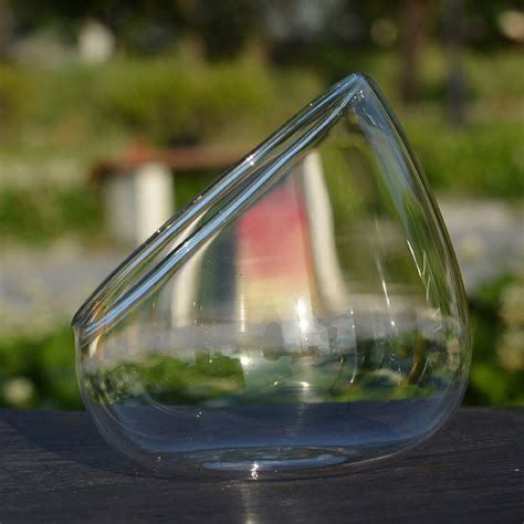 Hemoton Glass Slant Cut Bowl Glass Round Slant Cut Bowl Terrarium