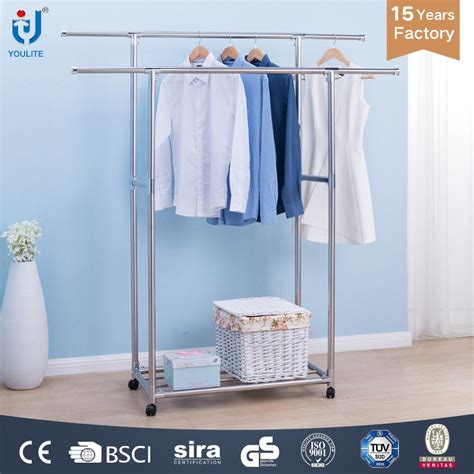 Pure Stainless Steel Double Pole Telescopic Clothes Hanger Clothes