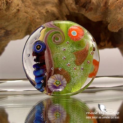 1 Handmade Lentil Formed Lampwork Bead Focal Sra Glass