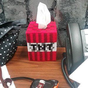 Minecraft Tnt Plastic Canvas Tissue Box Cover Tissue Etsy Plastic