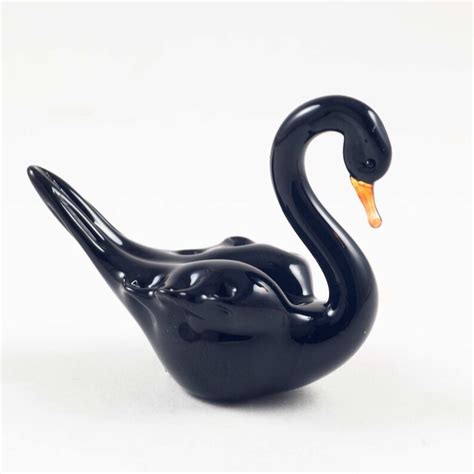 Glass Swan Figurine Swan Glass Miniature Glass Birds Etsy