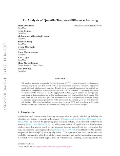 Pdf An Analysis Of Quantile Temporal Difference Learning