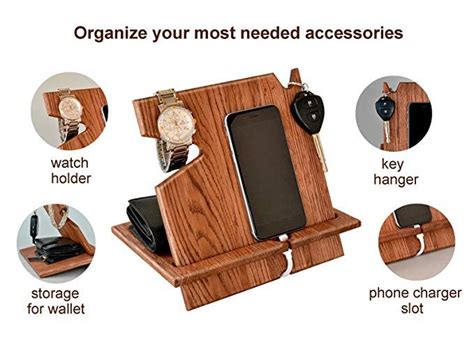 Myfancycraft Station D Accueil En Bois Pour T L Phone Avec Porte Cl S