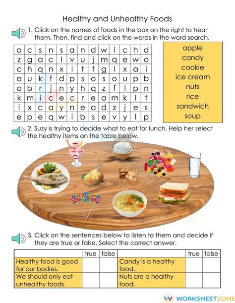 Healthy And Unhealthy Food Online Worksheet For Live Worksheets