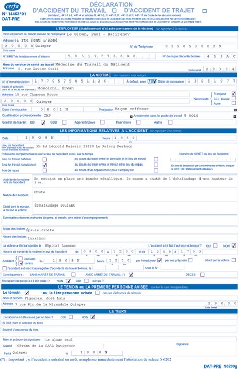 D Clarations D Accident Du Travail