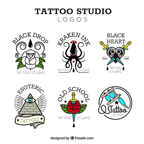 Colección de logos para estudios de tatuajes Vector Gratis