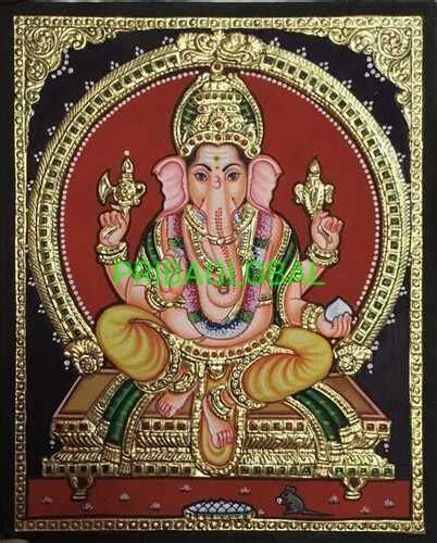 Handmade Vinayagar Tanjore Painting at 6500.00 INR in Chennai | Priba ...