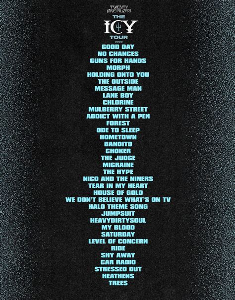 Heres The Official Icy Tour Setlist 30 Songs From Tonights Show Rtwentyonepilots