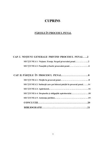 Părțile în Procesul Penal Referat DOC