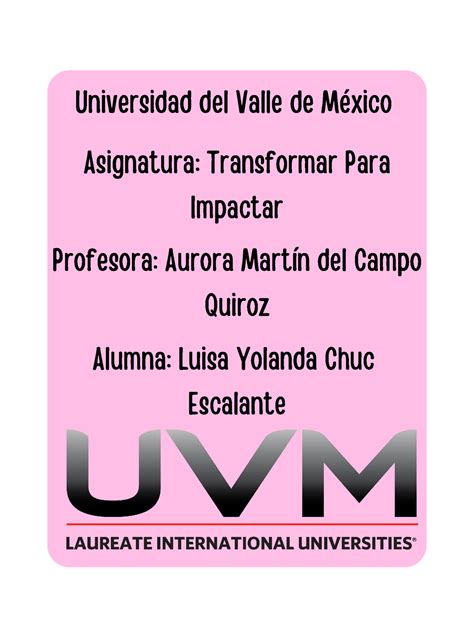 A Tpi Lyce Disrupci N Universidad Del Valle De M Xico Asignatura