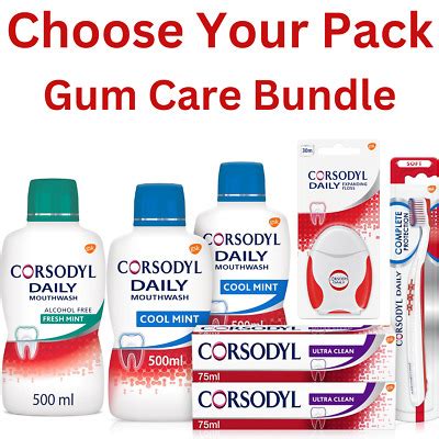 Corsodyl Daily Gum Care Bundle Mouthwash Alcohol Free Cool Mint Fresh