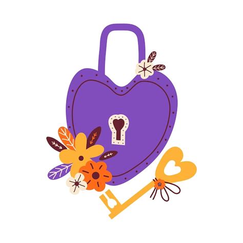 Premium Vector Heart Shaped Lock With Golden Key Love Symbol Padlock For 14 February