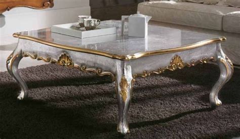 Casa Padrino Luxus Barock Couchtisch Silber Gold Quadratischer