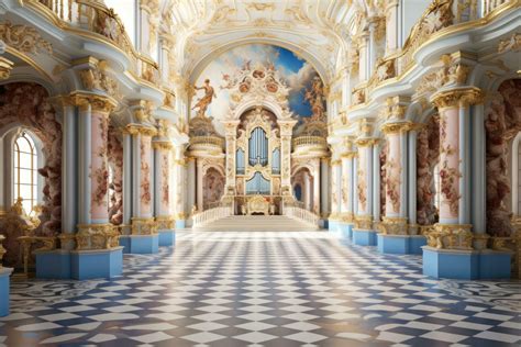 AI generated Interior of the royal palace in the style of Baroque, A colorful baroque palace ...