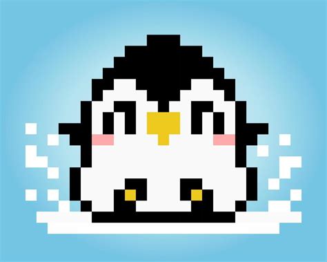 8 bit pixels penguin is sitting. Animals for game assets and cross ...