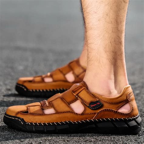 Sandalias De Piel Aut Ntica Transpirables Para Hombre Zapatos De Playa