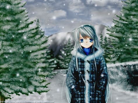 Wallpaper : anime girls, snow, winter, dress, blue, Clannad, Sakagami Tomoyo, weather, season ...