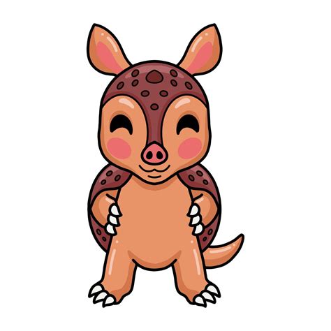 lindo pequeño armadillo de dibujos animados de pie 14467821 Vector en