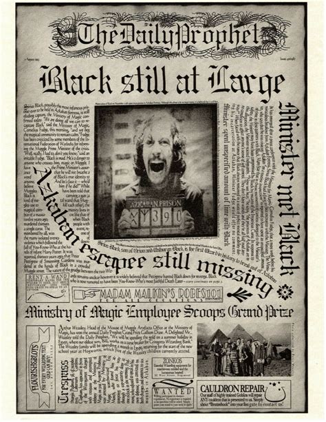 Harry Potter Daily Prophet Sirius Black Still At Large Flyer Poster