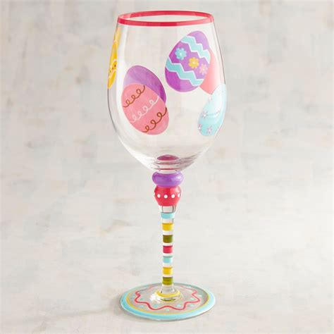 Easter Egg Hand Painted Wine Glass Easter Wine Bottles Wine Glass