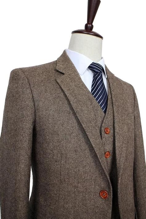 Classic Brown Tweed Blazer Gentleman Formal Wear Tailor Custom Made