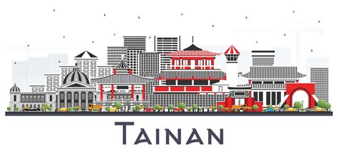 Tainan Taiwan City Skyline With Gray Buildings Isolated On White