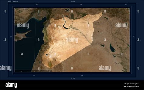 Syria Highlighted On A Low Resolution Satellite Map Map With The