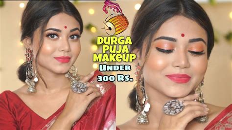 Affordable Festive Glam Makeup Tutorial Durga Puja Astami Makeup Look