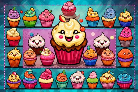 Premium AI Image | A colorful illustration of cupcakes with different ...