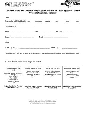 Fillable Online Albany Tearsregistration Form Albany Fax Email Print