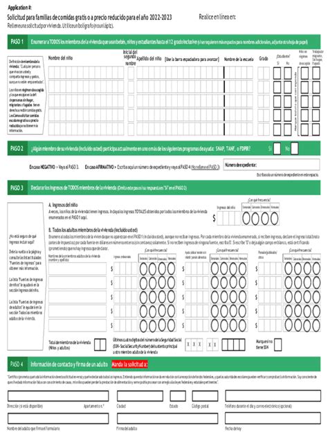Fillable Online Cmo Enviar Una Solicitud De Comidas Gratis Y A Precio
