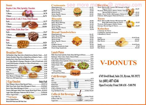 Online Menu Of V Donuts Restaurant Byram Mississippi 39272 Zmenu