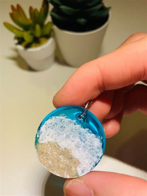 Beach Waves Resin Keychain Handcrafted Ocean Seaside Series Etsy