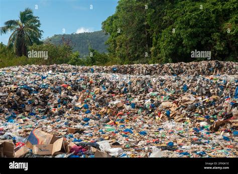 Open Air Sweepers Dump In The Seychelles Stock Photo Alamy