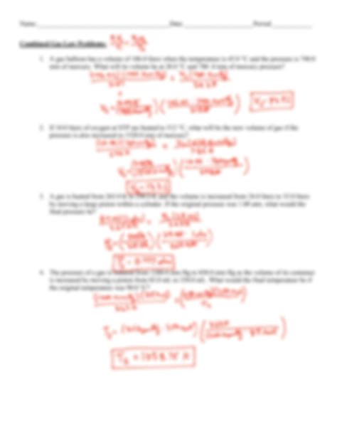 SOLUTION Gas Laws Key Worksheet With Answer Studypool Worksheets