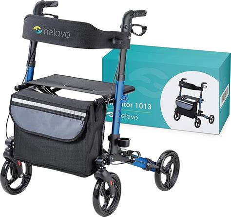 Amazon Helavo Foldable Rollator With Seat 8 Wheels 24 8 Wide