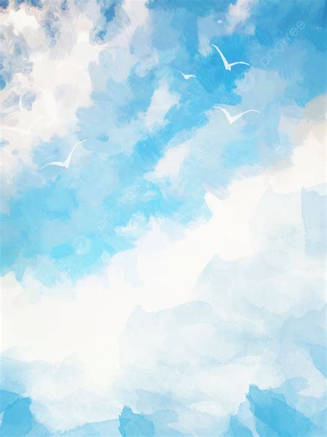 Sky Blue Sky Clouds Imitation Watercolor Effects Background Wallpaper ...