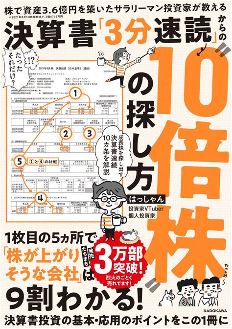 「株で資産3．6億円を築いたサラリーマン投資家が教える 決算書「3分速読」からの“10倍株”の探し方」はっしゃん [ビジネス書] Kadokawa