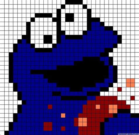 Cookie Monster Pixel Art Grid