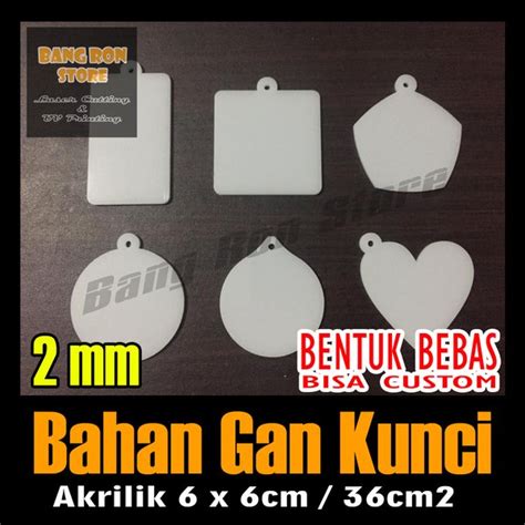 Jual Bahan Gantungan Kunci Polos Akrilik 2mm Ukuran 6x6 Bahan Ganci