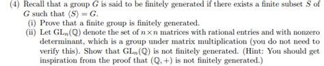 Solved Recall That A Group G Is Said To Be Finitely Chegg