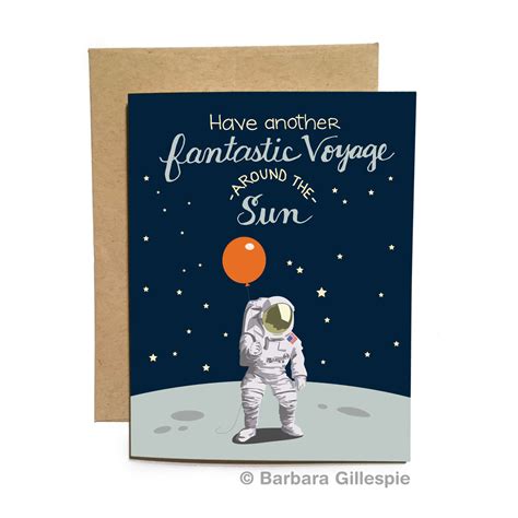 Astronaut Birthday Card Moon Landing Birthday Card Have Etsy