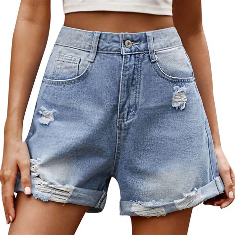 Aloohaidyvio Denim Shorts For Women High Rise Wash Stretchy